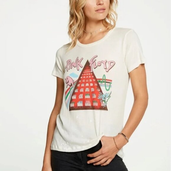 Anthropologie Chaser Pink Floyd Band Tee Graphic Tshirt Womens L Distressed - Picture 1 of 6
